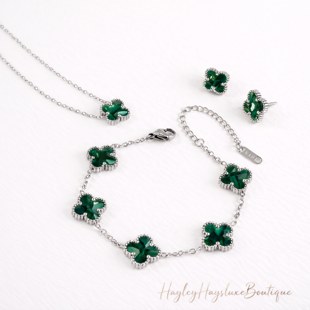 Silver Ocean Green Clover 3 Piece Set