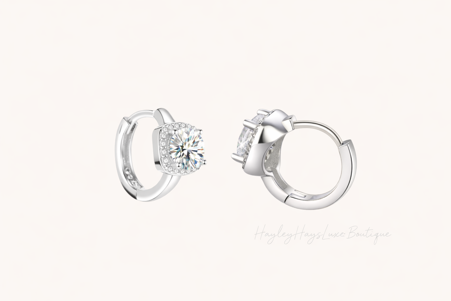 Moissanite Halo Huggie Earrings – 1 Carat Total