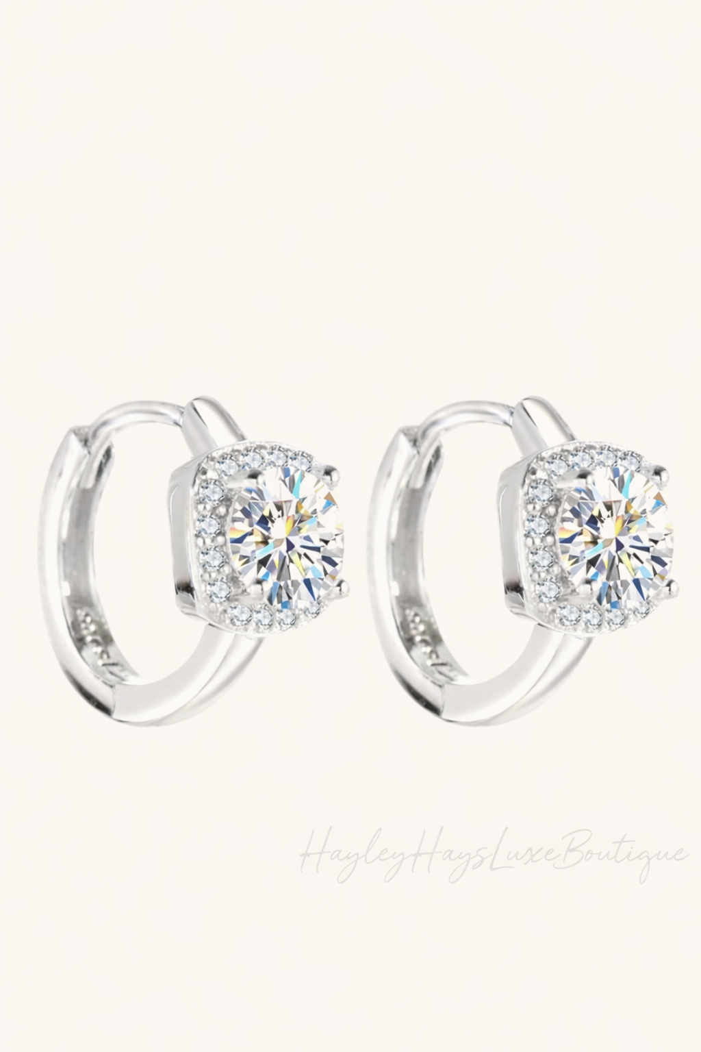 Moissanite Halo Huggie Earrings – 1 Carat Total