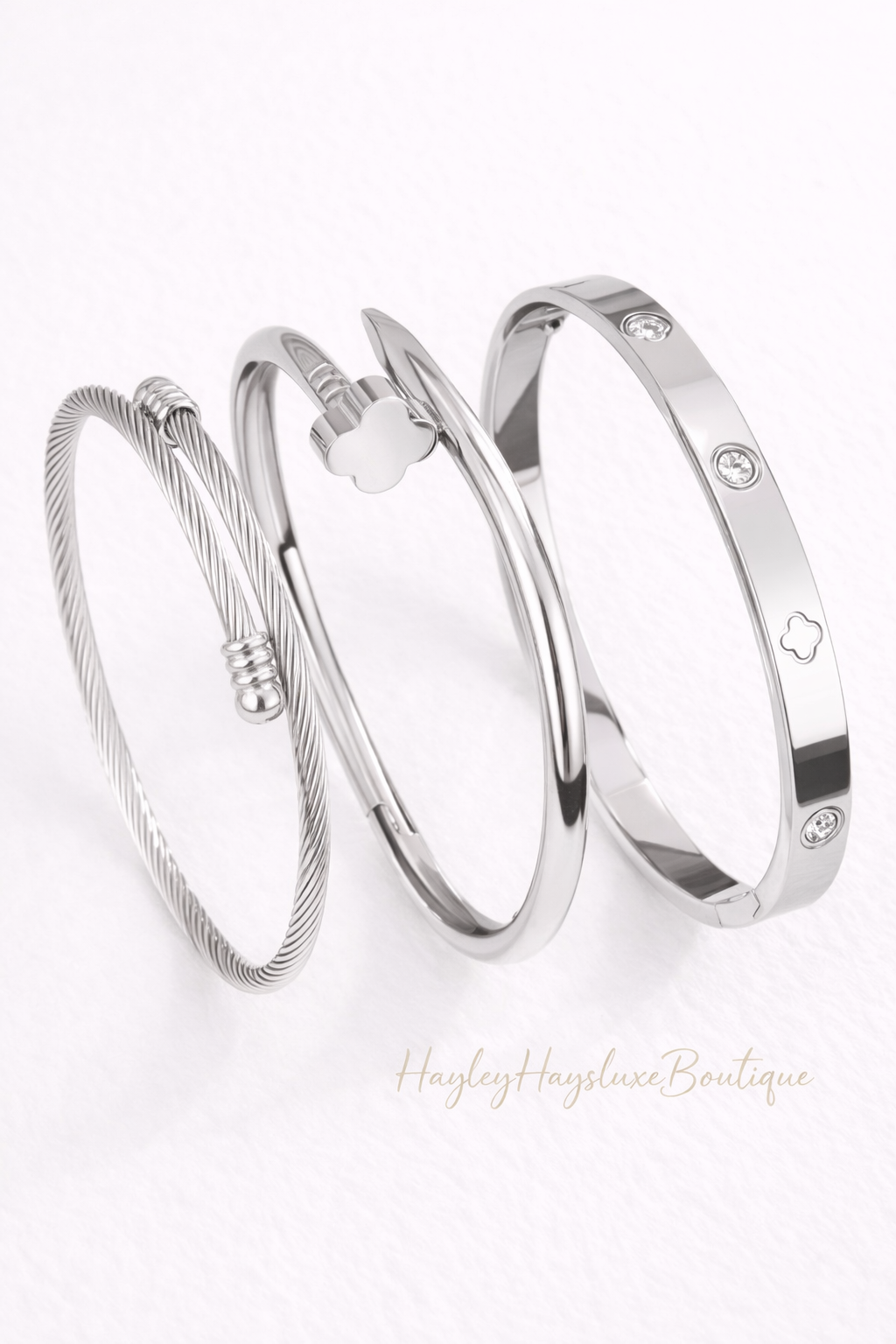 3-Piece Silver Stack Bracelet Set